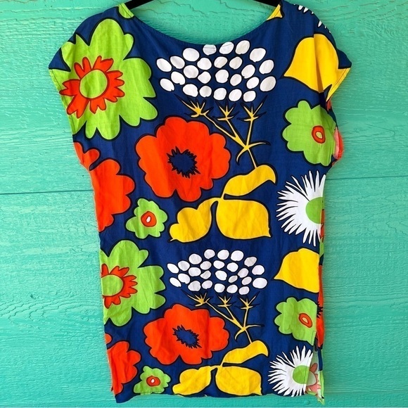 CLEARANCE Marimekko Target Kukkatori Blue SUMMER FLORAL Tunic Dress SIZE SMALL - Picture 8 of 10